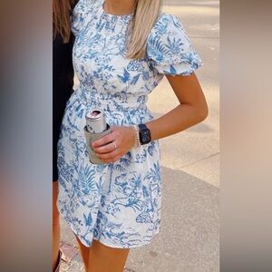 Blue and white floral dress